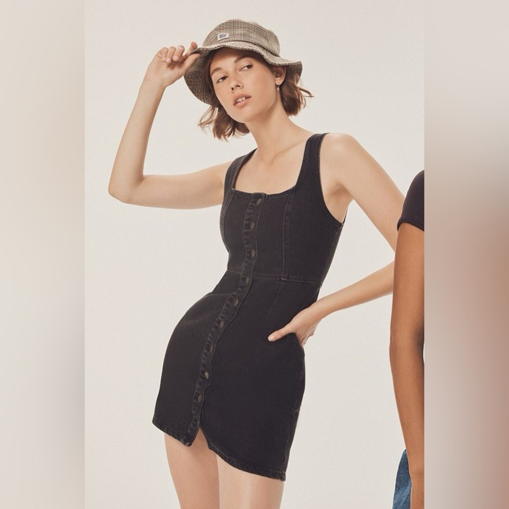 Urban Outfitters Button Down Denim Mini Dress Black 4